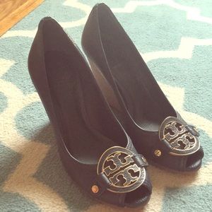 Tory Burch navy wedge sandals